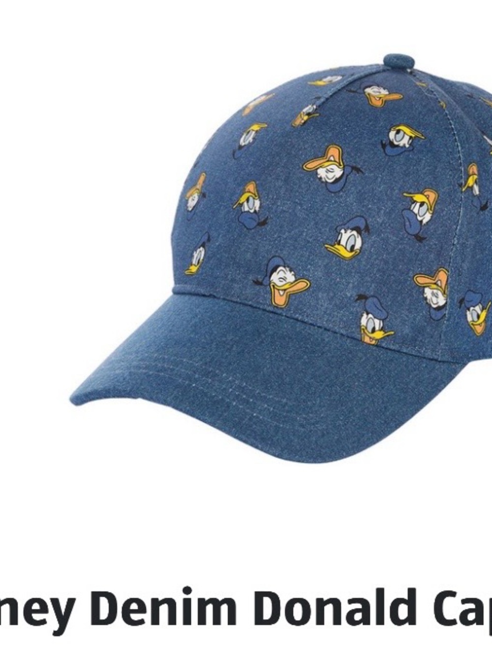 Disney Aldi Denim Donald Duck Baseball Cap - Blue with Yellow Accents